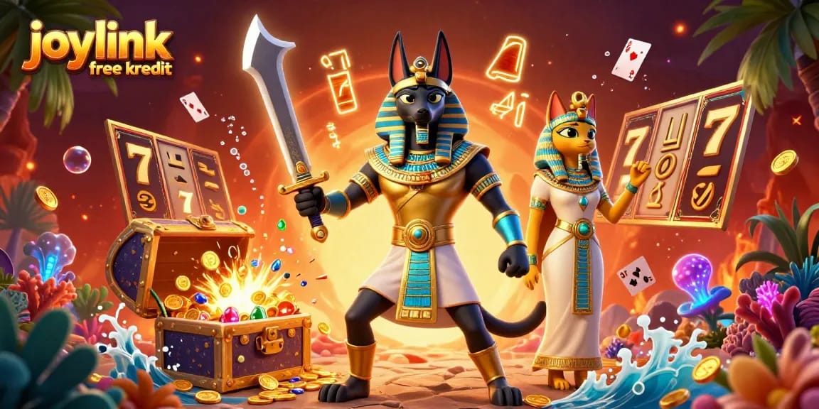 Unveiling joylink free kredit with an enchanting clash of Egyptian themes in this dynamic casino scene.