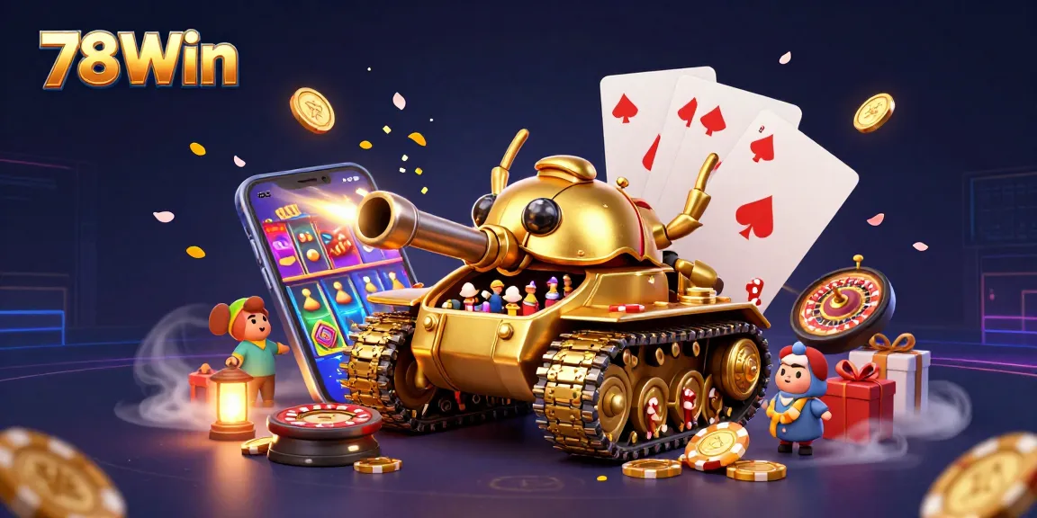 Win big at 78Win by playing immersive casino games in a vibrant digital illustration
