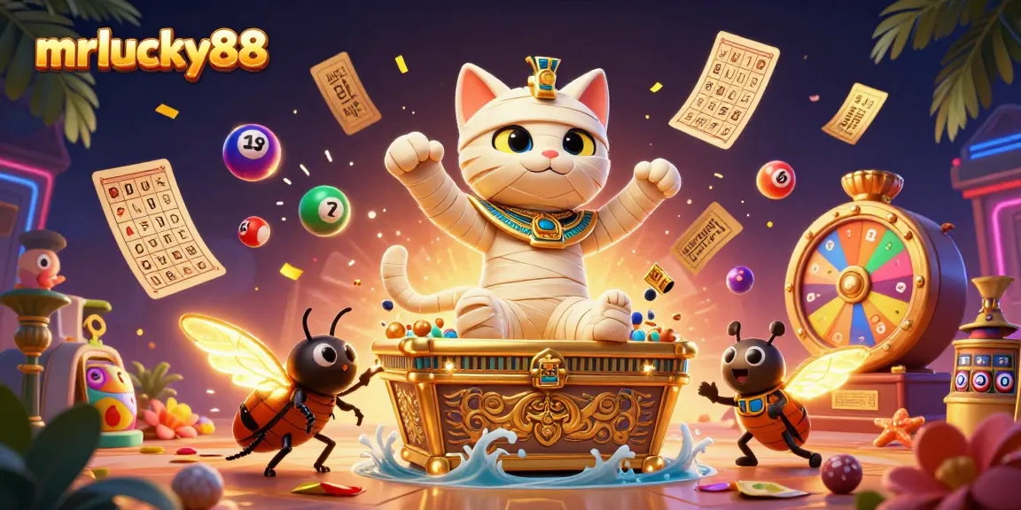Experience the excitement at mrlucky88 with a vibrant 3D illustration of casino activities.