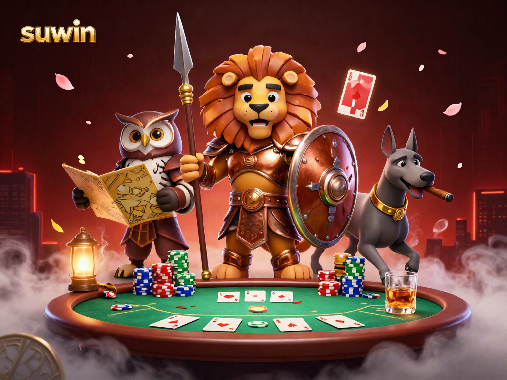 Experience thrilling excitement with suwin, featuring a Spartan lion and casino elements for an engaging action.