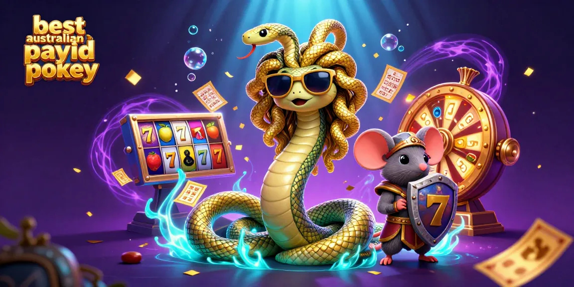 Play the best Australian PayID pokies in a vibrant 3D casino scene with fun characters.