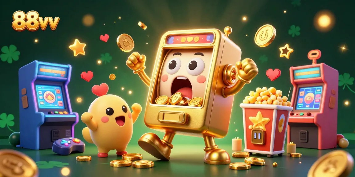 Immerse in 88vv casino excitement with golden slot machines celebrating jackpots amid vibrant game elements.
