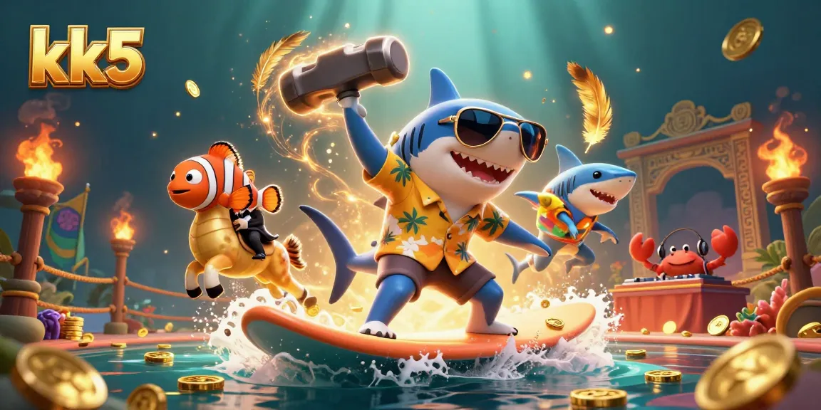 Experience thrilling wins with kk5's slots and jackpot games featuring a vibrant underwater scene.