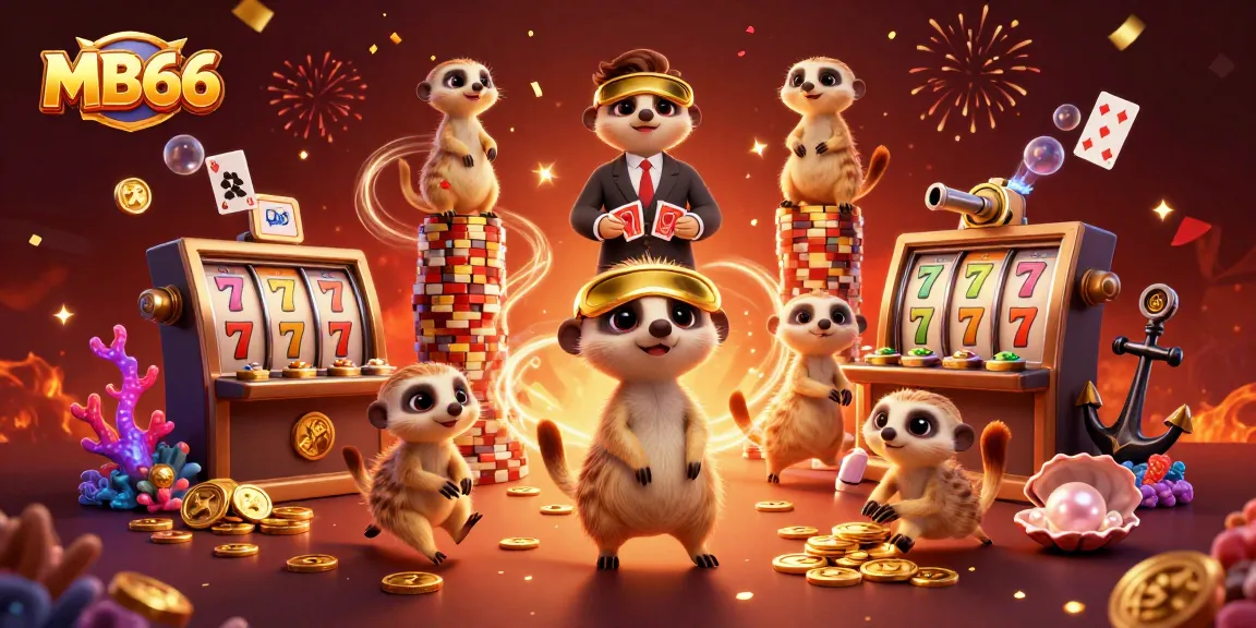 Experience the thrilling world of MB66 with meerkats managing a vibrant casino, filled with excitement and color.