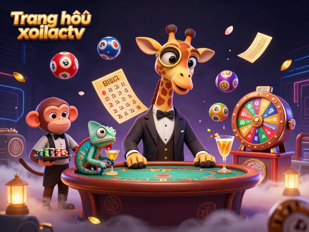 Experience excitement at Trang chủ xoilactv with a high-roller giraffe and vibrant casino elements.