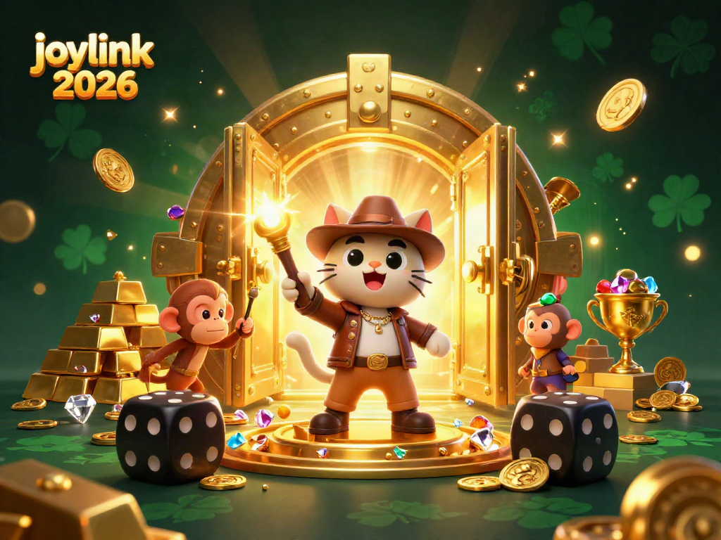 Discover golden treasures with joylink 2026 in a vibrant 3D casino scene
