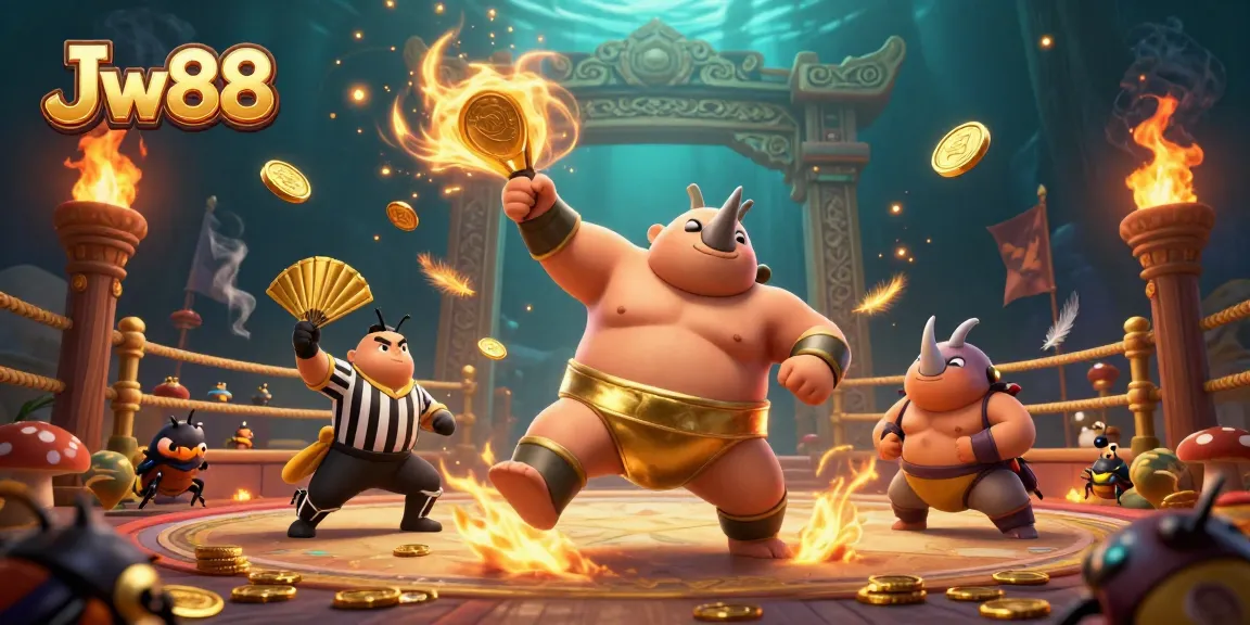 Bet big with Jw88 in an action-packed casino scene featuring unique characters and vibrant visuals.